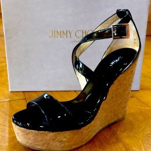 Jimmy Choo Portia Black Patent Women Shoe Size38.5